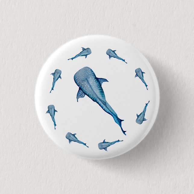 Watercolor whale shark button (Front)