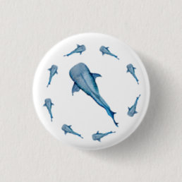 Watercolor whale shark button