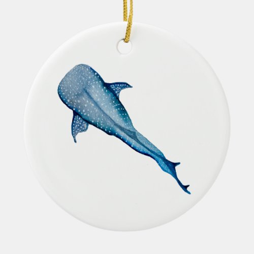 Watercolor whale shark ceramic ornament
