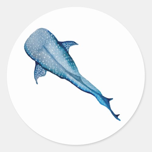 Watercolor whale shark classic round sticker