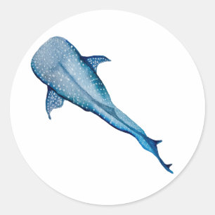 Watercolor whale shark classic round sticker