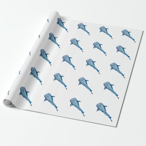 Watercolor whale shark classic wrapping paper