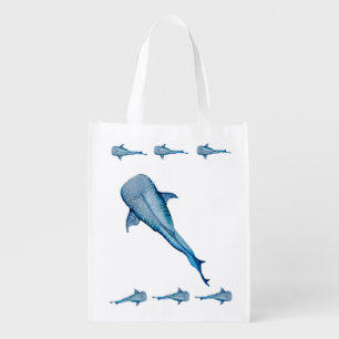 Watercolor whale shark grocery bag