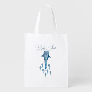 Watercolor whale shark grocery bag