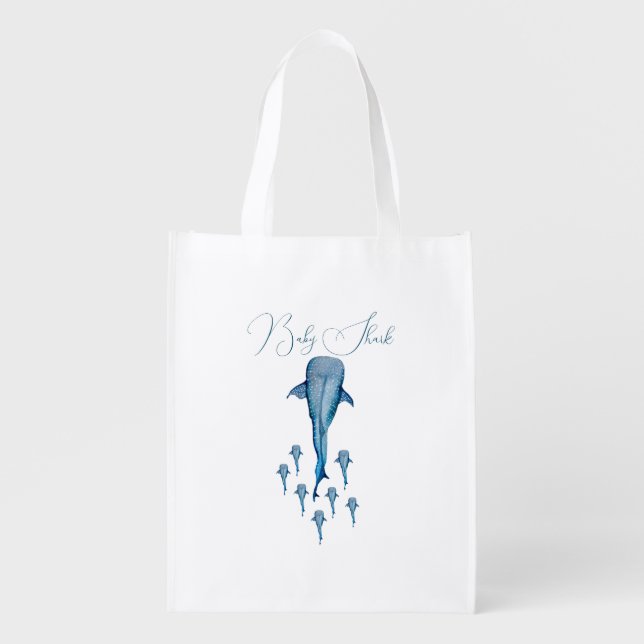 Watercolor whale shark grocery bag (Front)
