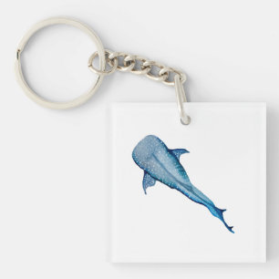 Watercolor whale shark keychain