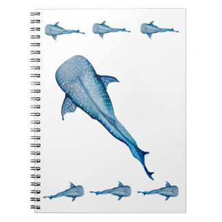 Watercolor whale shark notebook