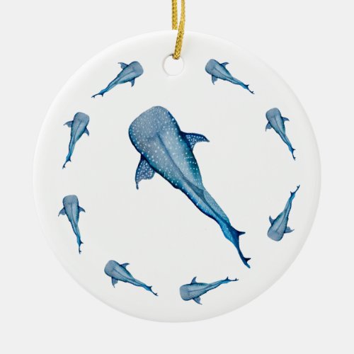 Watercolor whale shark ornament