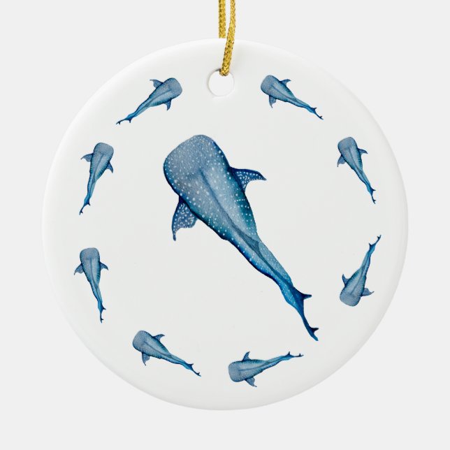 Watercolor whale shark ornament (Front)