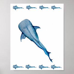 Watercolor whale shark poster