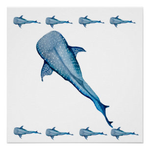 Watercolor whale shark poster