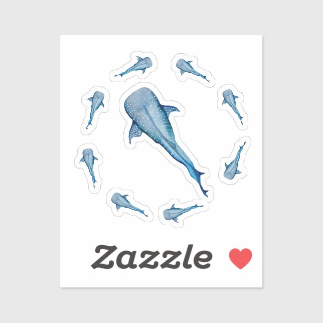 Watercolor whale shark sticker (Sheet)