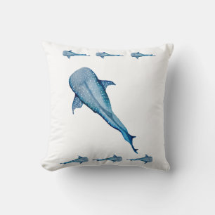 Watercolor whale shark throw pillow