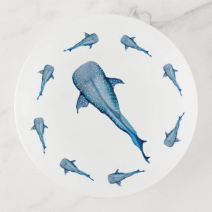 Watercolor whale shark trinket tray