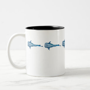 Watercolor whale shark Two-Tone coffee mug
