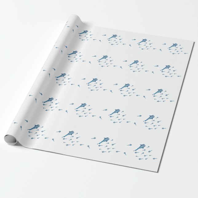 Watercolor whale shark wrapping paper (Unrolled)