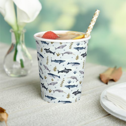 Watercolor Whale Story Paper Cups