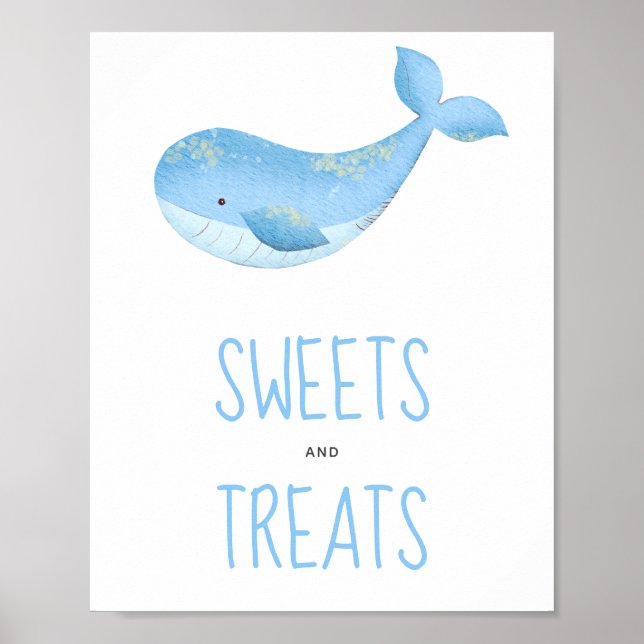 Watercolor whale - sweets and treats banner poster (Front)
