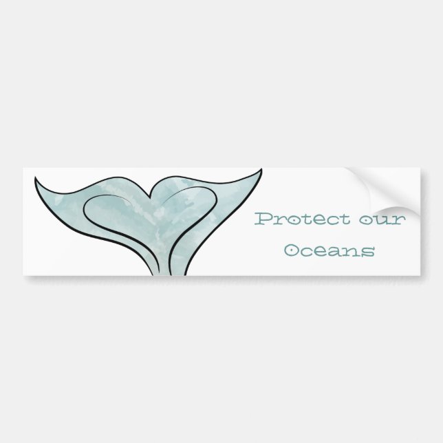 Watercolor Whale Tail Bumper Sticker (Front)