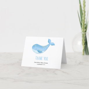 Watercolor whale - thank you baby shower card