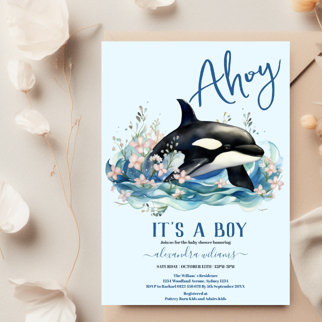 Watercolor Whale Under the Sea Baby Shower Invitat Invitation (Creator Uploaded)