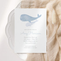 Watercolor Whale Under the Sea Baby Shower Invitation