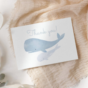 Watercolor Whale Under the Sea Baby Shower Letterpress Thank You Card