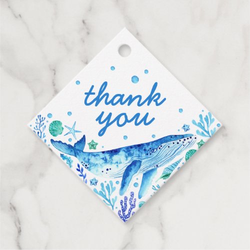 Watercolor Whale Under the Sea Thank You Favor Tags