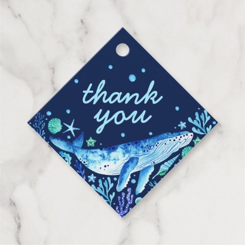 Watercolor Whale Under the Sea Thank You Favor Tags