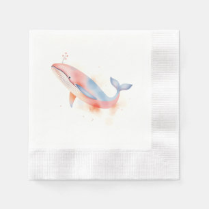 Watercolor Whale with Bubbles Napkins