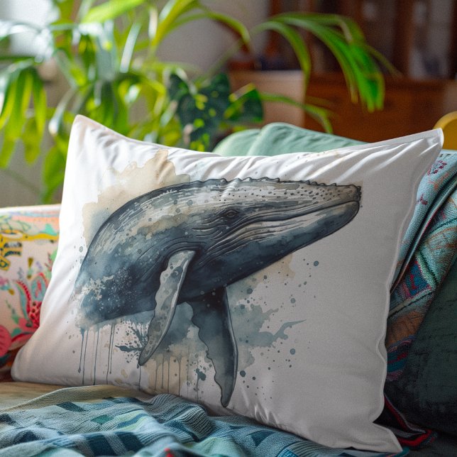 Watercolor Whale Wonder Accent Pillow (Creator Uploaded)