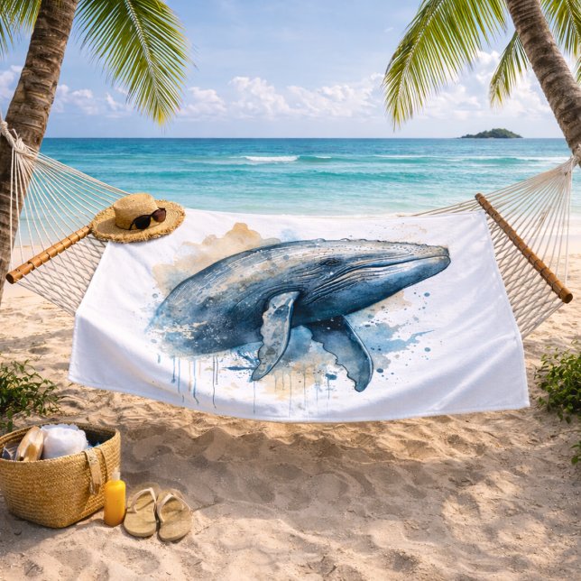Watercolor Whale Wonder Bath Towel (Creator Uploaded)