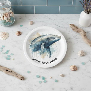 Watercolor Whale Wonder, custom Paper Plates