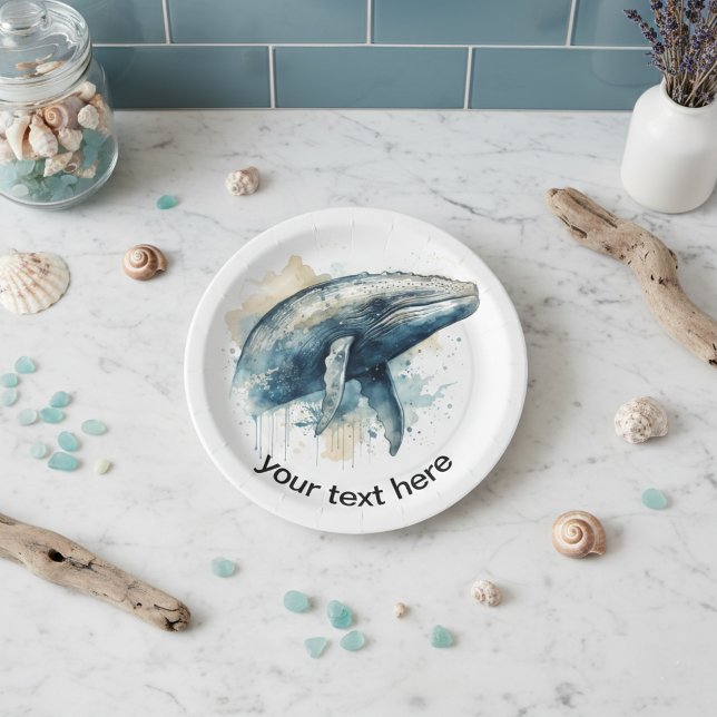 Watercolor Whale Wonder, custom Paper Plates (Creator Uploaded)