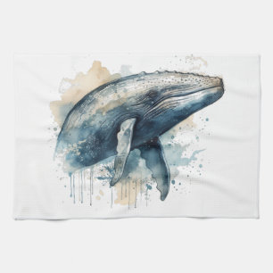 Watercolor Whale Wonder Kitchen Towel