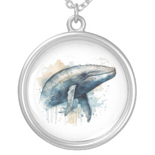 Watercolor Whale Wonder Silver Plated Necklace