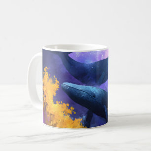 Watercolor Whales Abstract Ocean Garden Coffee Mug