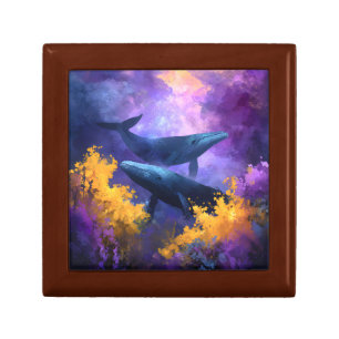 Watercolor Whales Abstract Ocean Garden Gift Box
