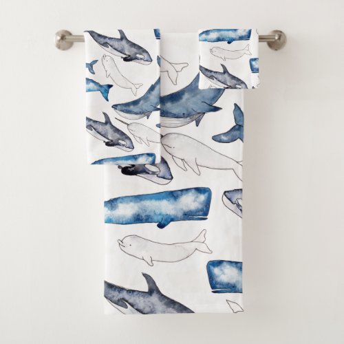 Watercolor Whales Bath Towel Set