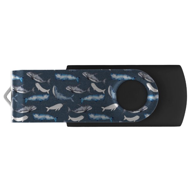 Watercolor Whales Flash Drive (Back)