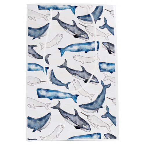Watercolor Whales Medium Gift Bag