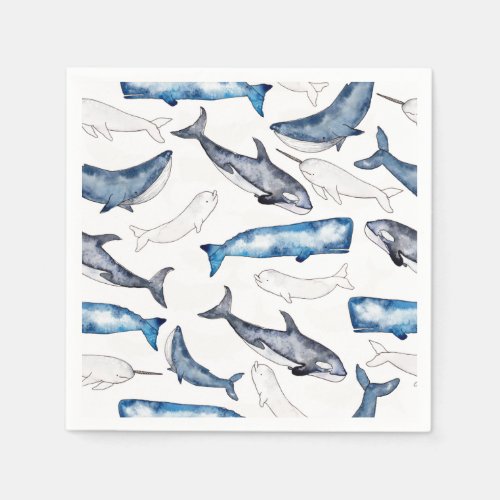 Watercolor Whales Napkins