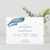 Watercolor Whales Ocean Baby Shower Invitation (Standing Front)