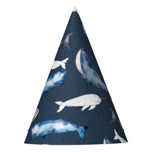 Watercolor Whales Party Hat