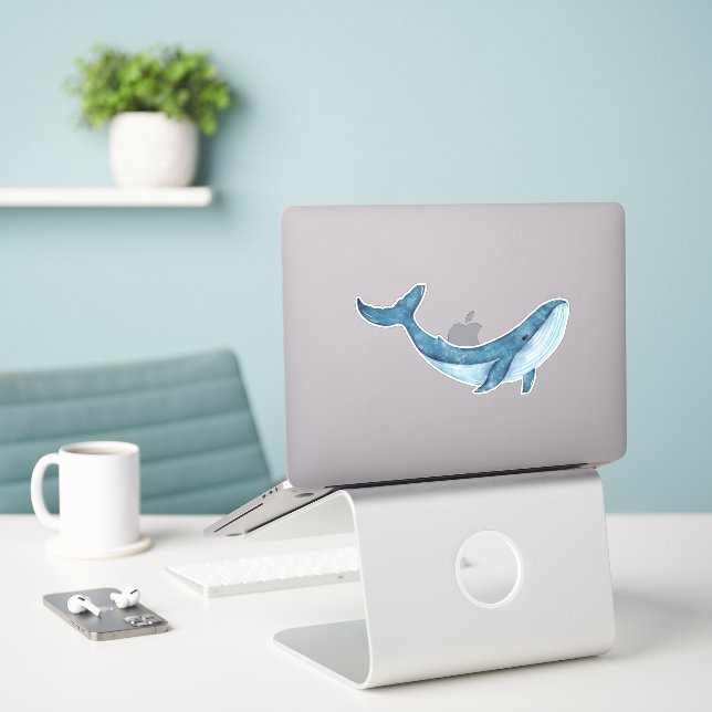 Watercolor whales sticker (Laptop On Desk)