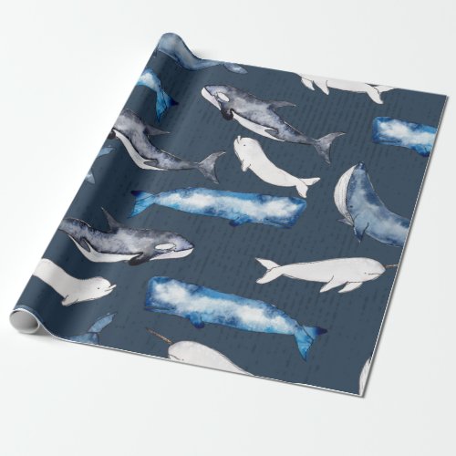 Watercolor Whales Wrapping Paper