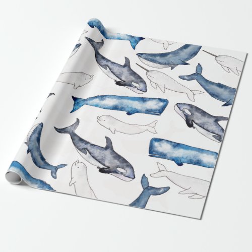 Watercolor Whales Wrapping Paper