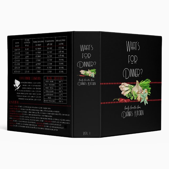 Watercolor What's for Dinner Recipe Organizer III 3 Ring Binder (Background)