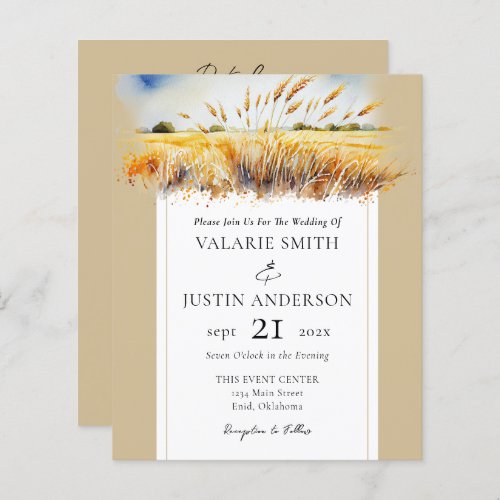 Watercolor Wheat Field Western Wedding All in One