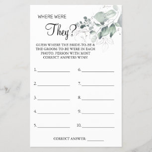 Watercolor Where were They Bridal shower game card Flyer